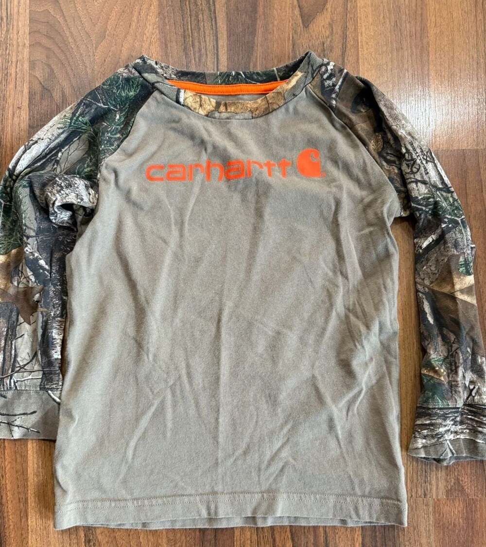 Carhartt Long Sleeve Camo T-Shirt Size 4T Brown Orange
